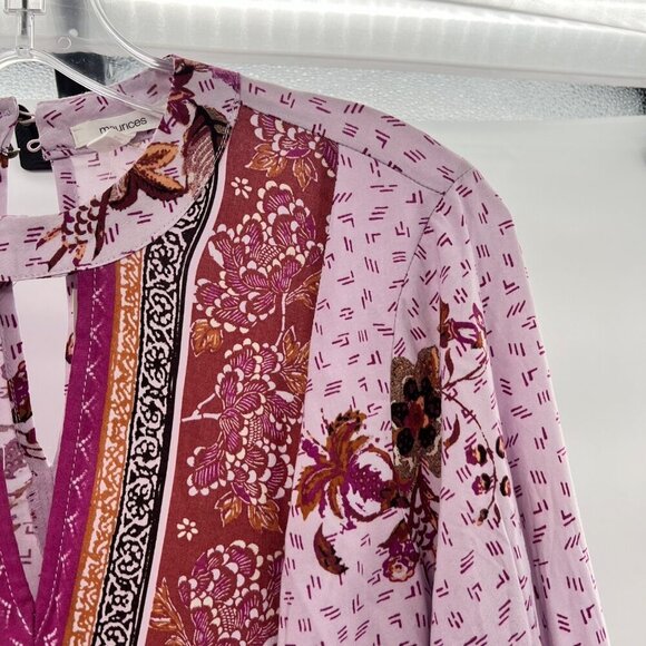 Maurices Women's Floral Long Sleeve Top Multicolor Cutout Size Small New - Picture 4 of 9